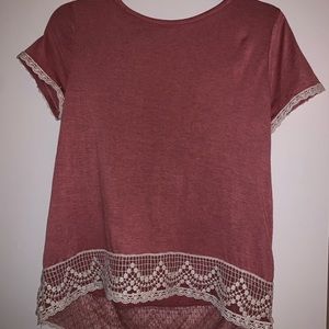 Salmon lace detail top